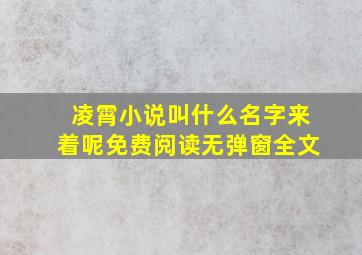 凌霄小说叫什么名字来着呢免费阅读无弹窗全文