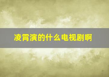 凌霄演的什么电视剧啊