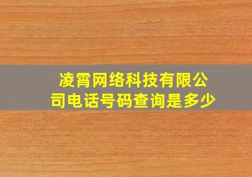 凌霄网络科技有限公司电话号码查询是多少