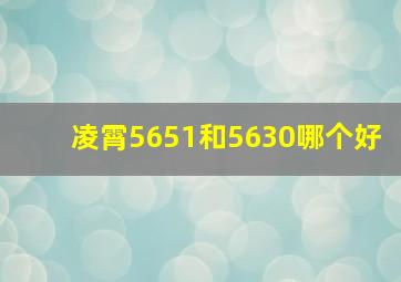 凌霄5651和5630哪个好