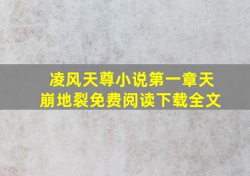 凌风天尊小说第一章天崩地裂免费阅读下载全文