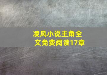 凌风小说主角全文免费阅读17章