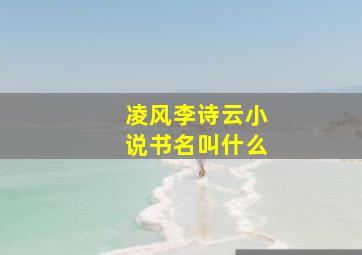 凌风李诗云小说书名叫什么