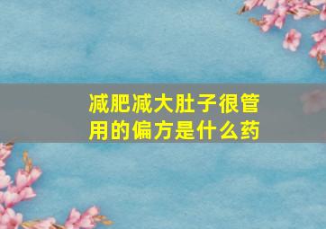 减肥减大肚子很管用的偏方是什么药