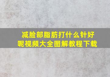 减脸部脂肪打什么针好呢视频大全图解教程下载