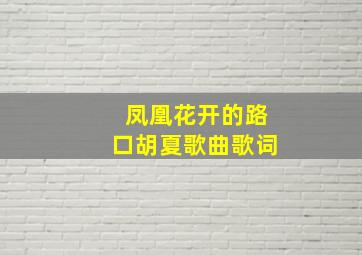 凤凰花开的路口胡夏歌曲歌词