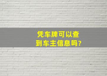 凭车牌可以查到车主信息吗?