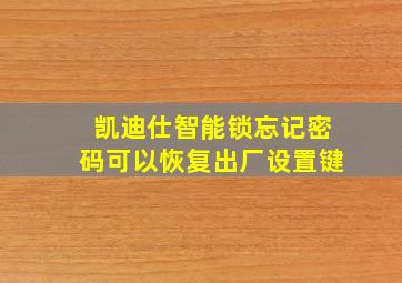 凯迪仕智能锁忘记密码可以恢复出厂设置键