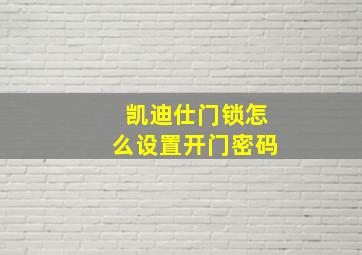 凯迪仕门锁怎么设置开门密码