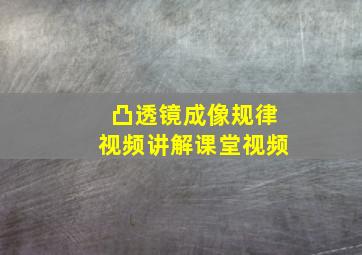 凸透镜成像规律视频讲解课堂视频