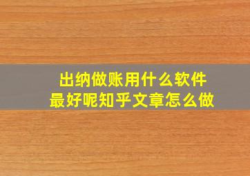 出纳做账用什么软件最好呢知乎文章怎么做