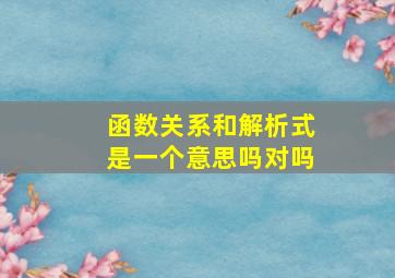 函数关系和解析式是一个意思吗对吗