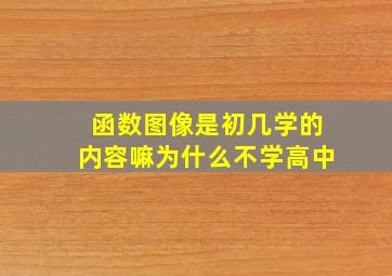 函数图像是初几学的内容嘛为什么不学高中