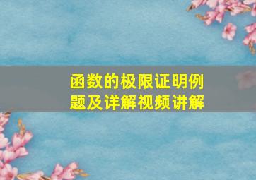 函数的极限证明例题及详解视频讲解