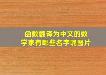 函数翻译为中文的数学家有哪些名字呢图片