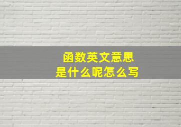 函数英文意思是什么呢怎么写