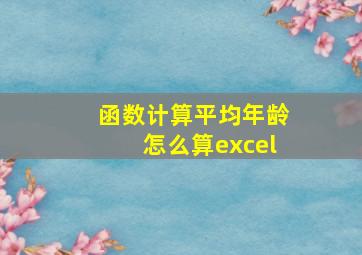 函数计算平均年龄怎么算excel