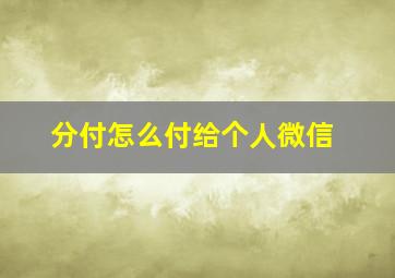 分付怎么付给个人微信