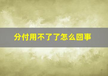 分付用不了了怎么回事