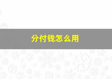 分付钱怎么用