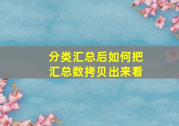 分类汇总后如何把汇总数拷贝出来看