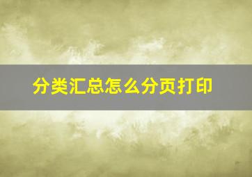 分类汇总怎么分页打印