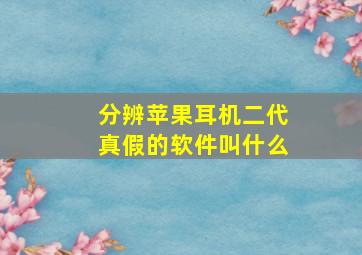 分辨苹果耳机二代真假的软件叫什么