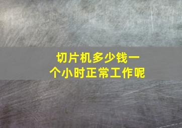 切片机多少钱一个小时正常工作呢