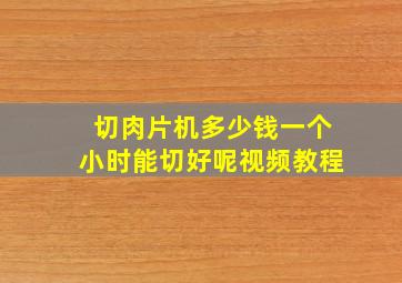 切肉片机多少钱一个小时能切好呢视频教程