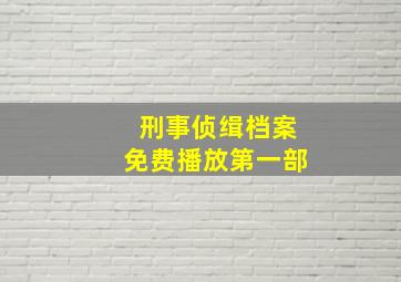 刑事侦缉档案免费播放第一部