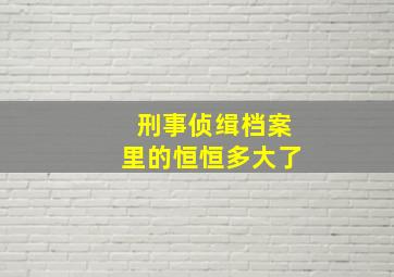 刑事侦缉档案里的恒恒多大了