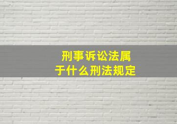 刑事诉讼法属于什么刑法规定