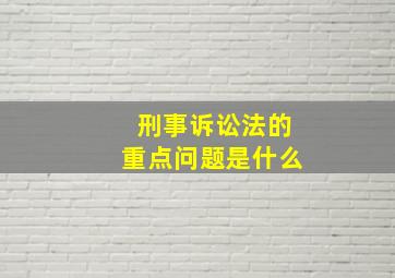 刑事诉讼法的重点问题是什么