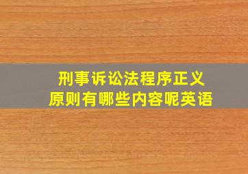 刑事诉讼法程序正义原则有哪些内容呢英语