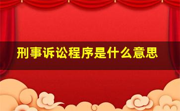 刑事诉讼程序是什么意思