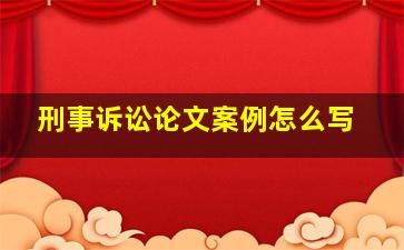 刑事诉讼论文案例怎么写