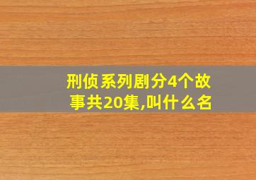 刑侦系列剧分4个故事共20集,叫什么名