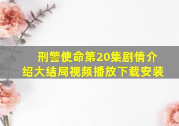 刑警使命第20集剧情介绍大结局视频播放下载安装