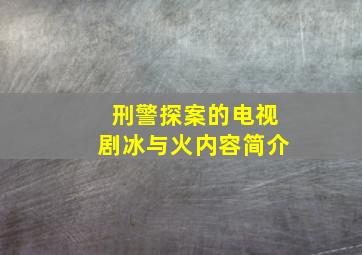 刑警探案的电视剧冰与火内容简介