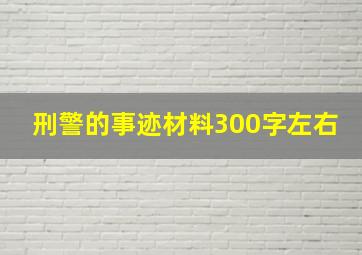 刑警的事迹材料300字左右