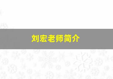 刘宏老师简介