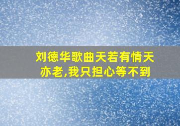 刘德华歌曲天若有情天亦老,我只担心等不到