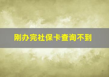 刚办完社保卡查询不到