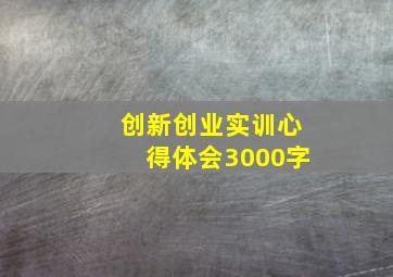 创新创业实训心得体会3000字