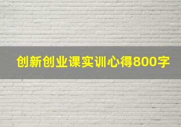 创新创业课实训心得800字