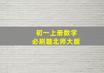 初一上册数学必刷题北师大版