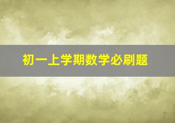 初一上学期数学必刷题