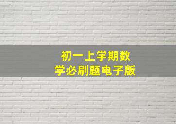 初一上学期数学必刷题电子版