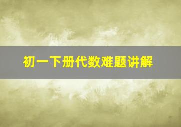 初一下册代数难题讲解