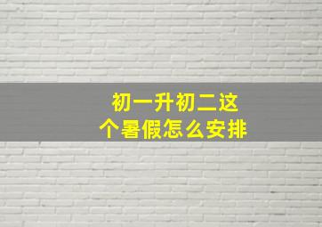 初一升初二这个暑假怎么安排